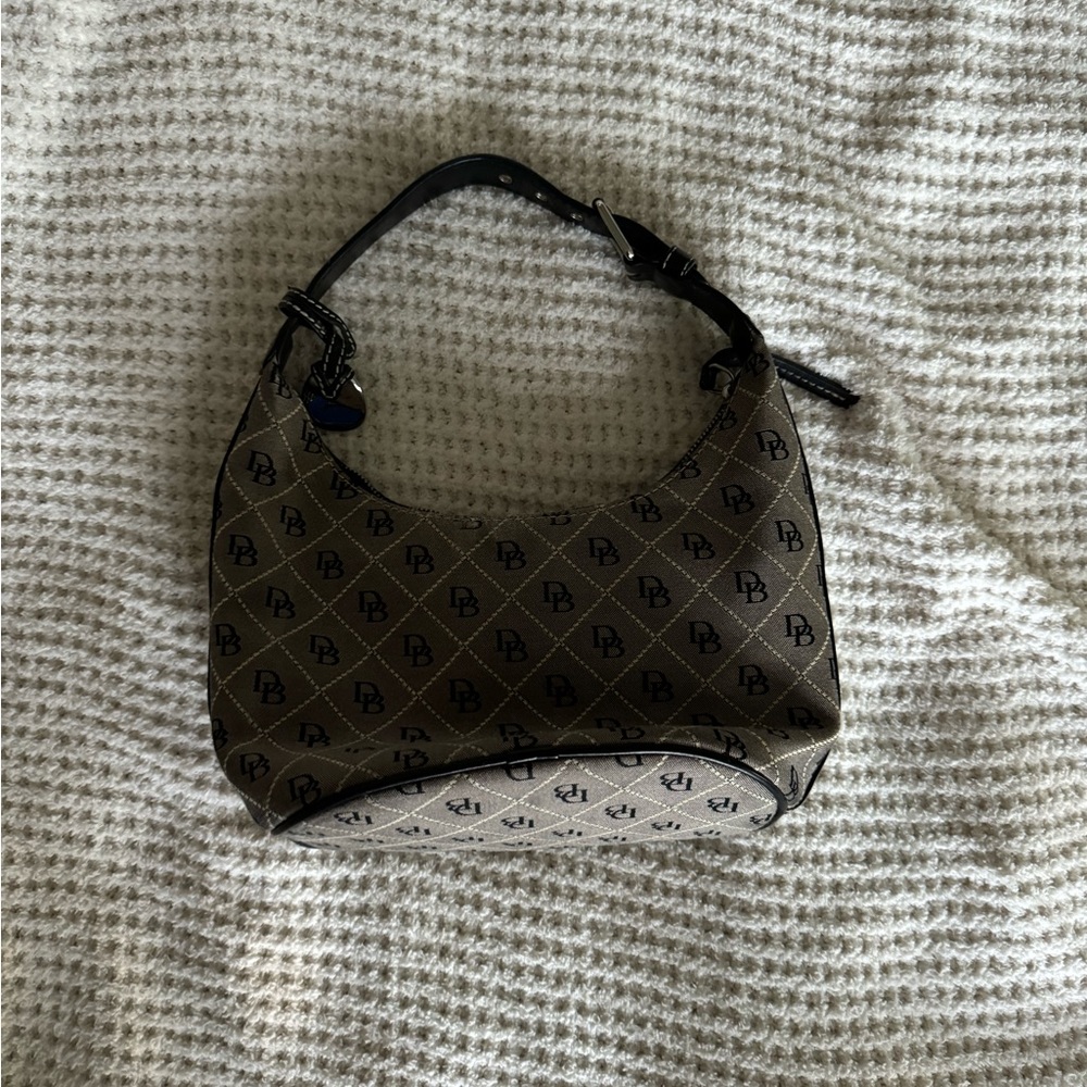 VINTAGE Dooney & Burke signature monogram shoulder hobo bag